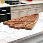 Oversized acacia wood Christmas tree charcuterie board with divided serving sections