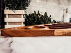Handcrafted acacia Christmas entertaining board with multiple food compartments