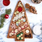 Christmas tree snack serving tray with recessed sections for treats and appetizers