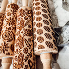 Wooden spring bunny embossed rolling pin for Easter baking and cookies