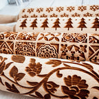 Wooden spring bunny embossed rolling pin for Easter baking and cookies