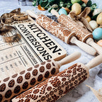 Wooden spring bunny embossed rolling pin for Easter baking and cookies