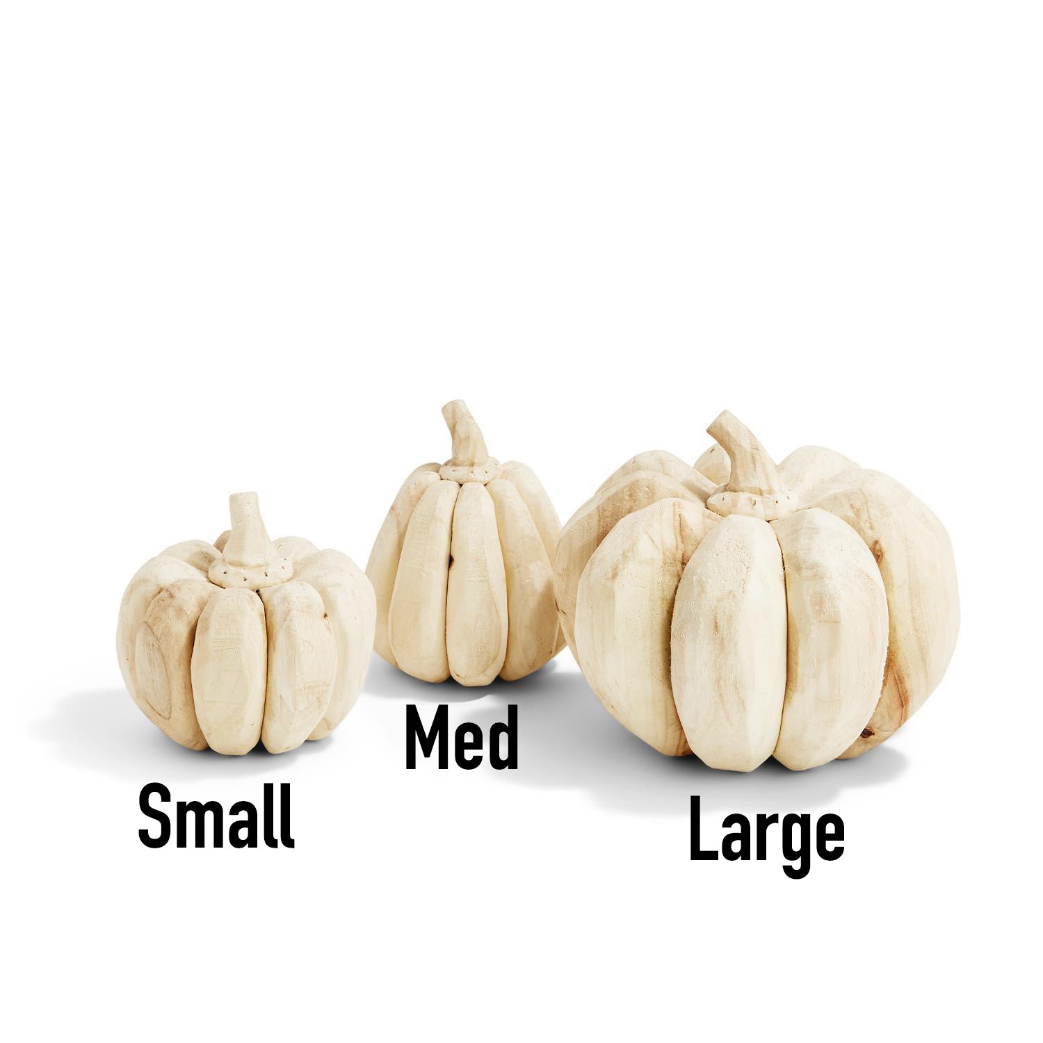 Ivory rustic wooden pumpkin trio for elegant fall home decor