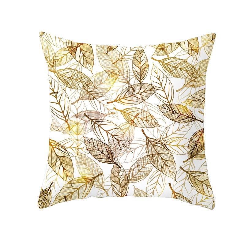 Golden Botanical Pillow Cover
