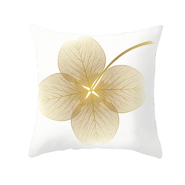 Golden Botanical Pillow Cover