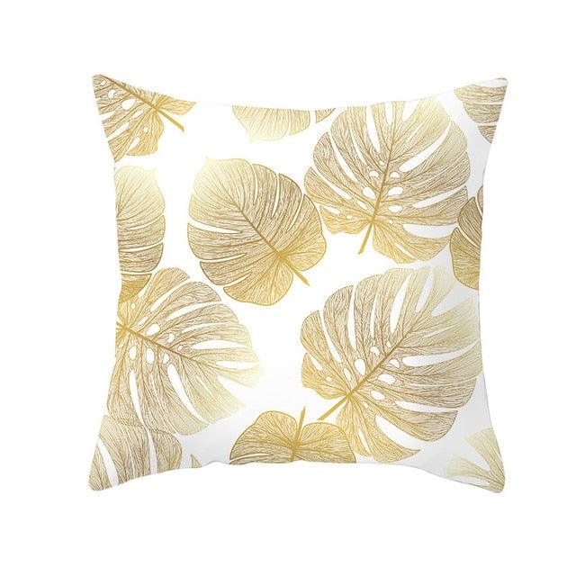 Golden Botanical Pillow Cover