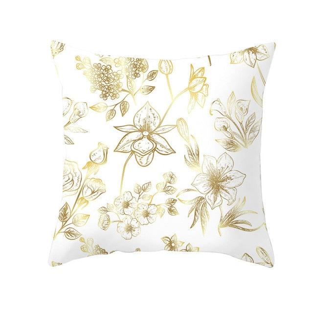 Golden Botanical Pillow Cover