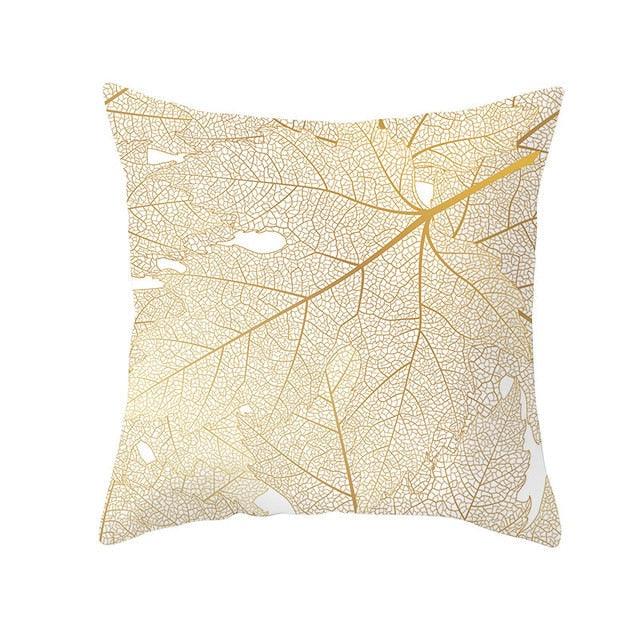 Golden Botanical Pillow Cover