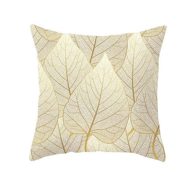 Golden Botanical Pillow Cover