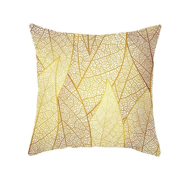 Golden Botanical Pillow Cover