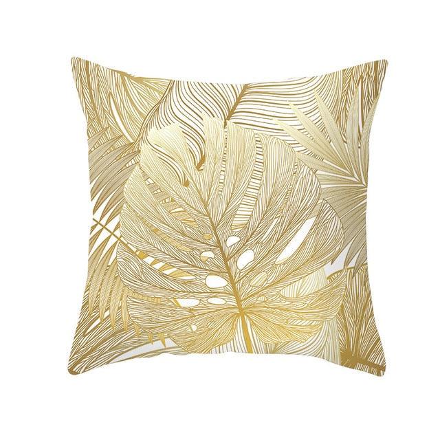 Golden Botanical Pillow Cover