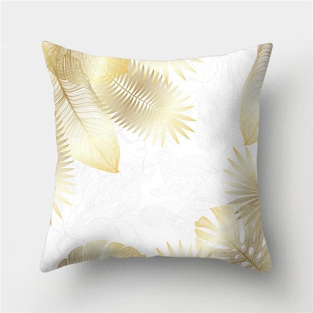 Golden Botanical Pillow Cover
