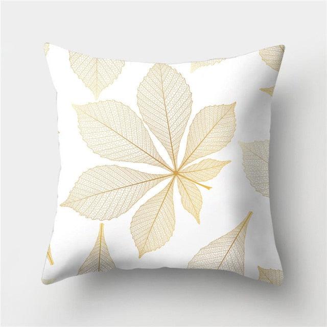 Golden Botanical Pillow Cover