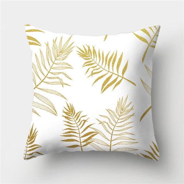 Golden Botanical Pillow Cover
