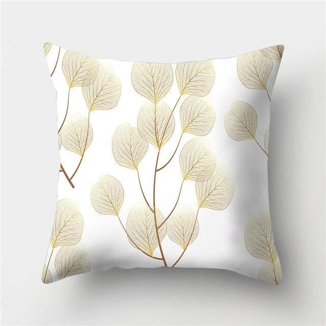 Golden Botanical Pillow Cover