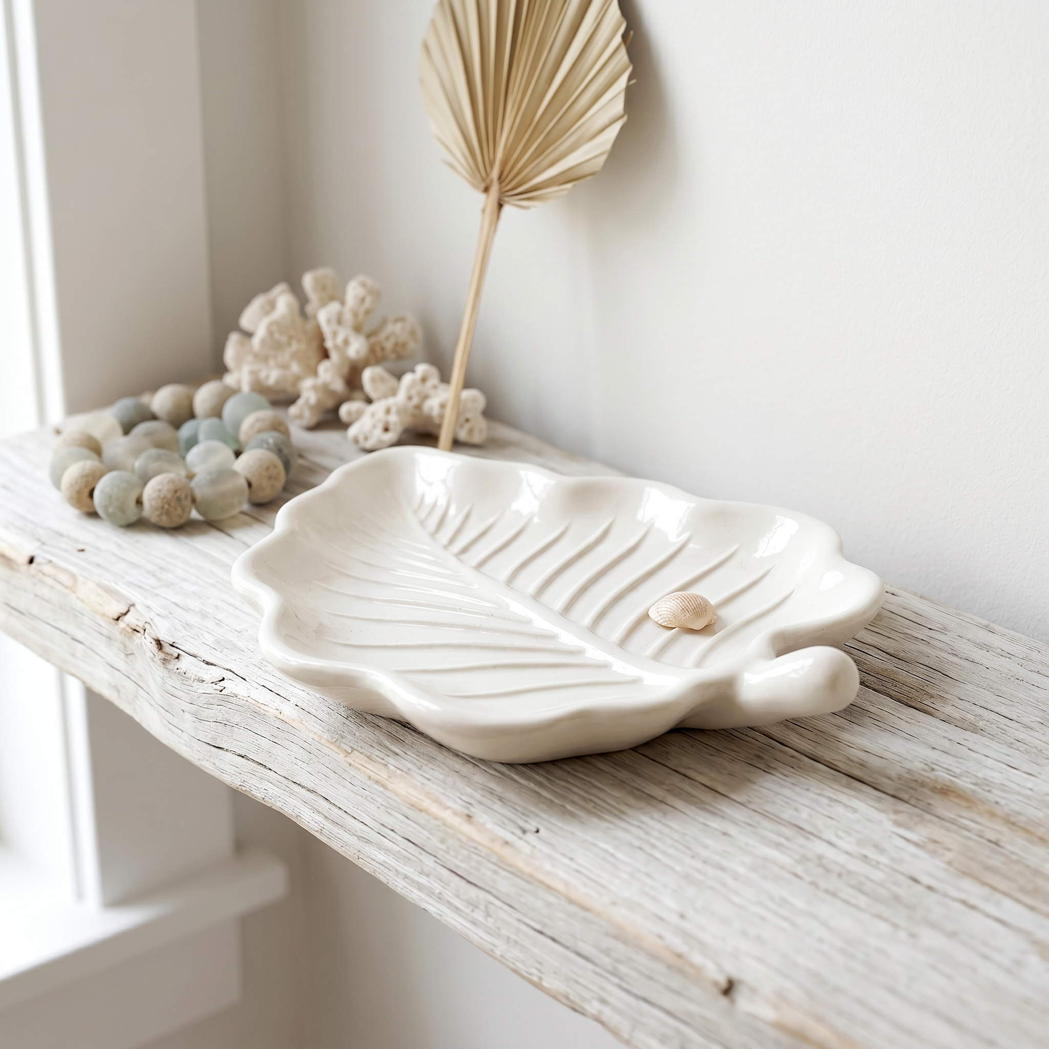 White Elm Leaf Decorative Tray