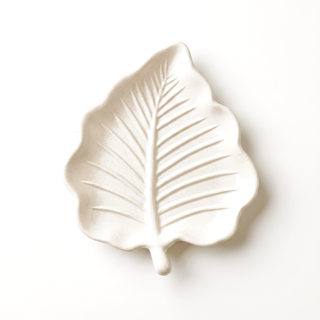 White Elm Leaf Decorative Tray