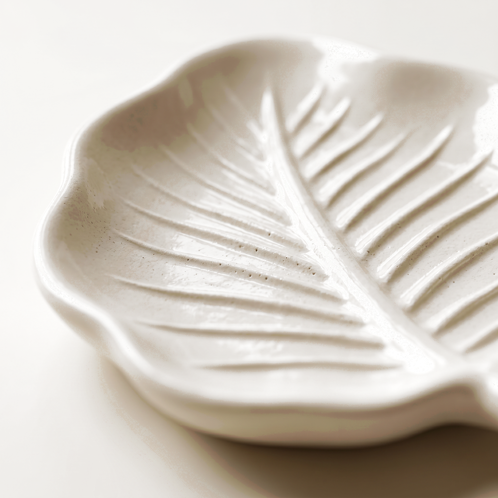 White Elm Leaf Decorative Tray