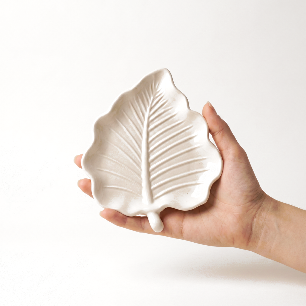 White Elm Leaf Decorative Tray