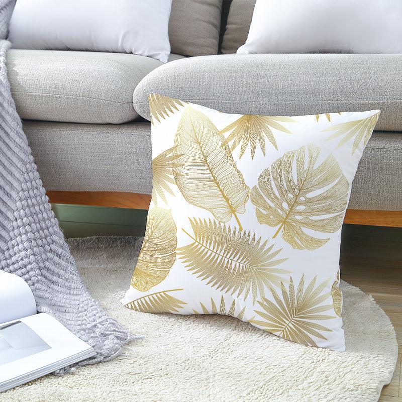 Golden Botanical Pillow Cover