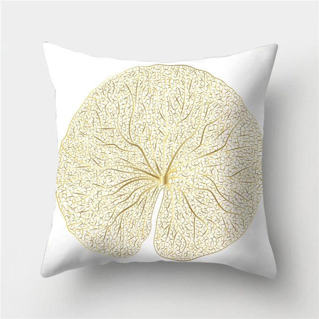 Golden Botanical Pillow Cover