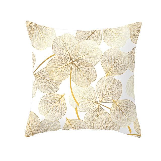 Golden Botanical Pillow Cover