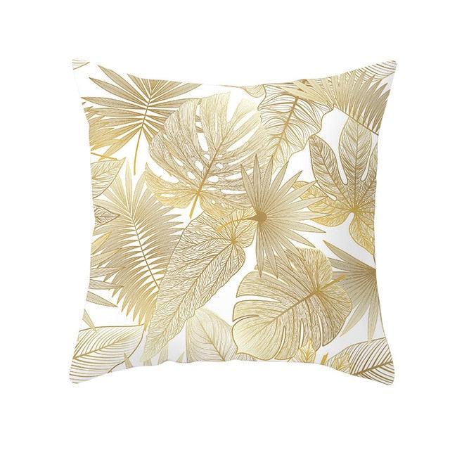 Golden Botanical Pillow Cover