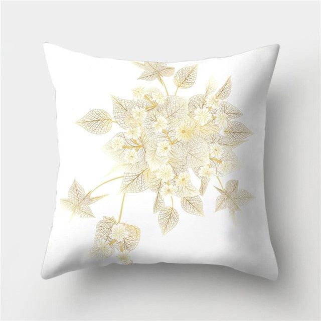 Golden Botanical Pillow Cover