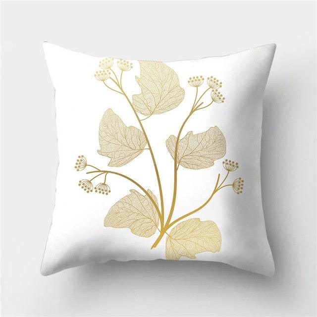 Golden Botanical Pillow Cover