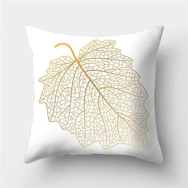 Golden Botanical Pillow Cover