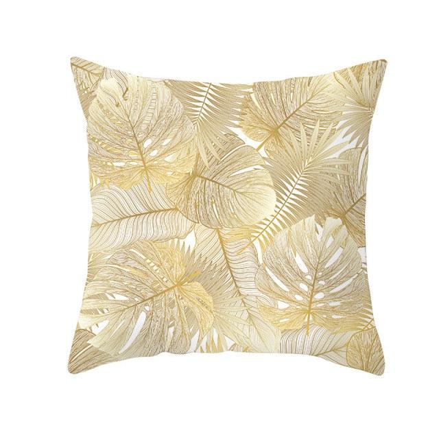 Golden Botanical Pillow Cover