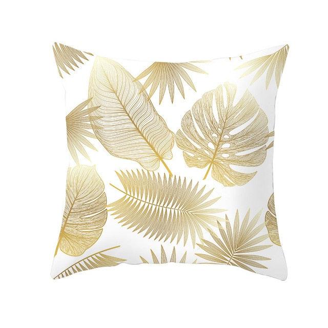 Golden Botanical Pillow Cover