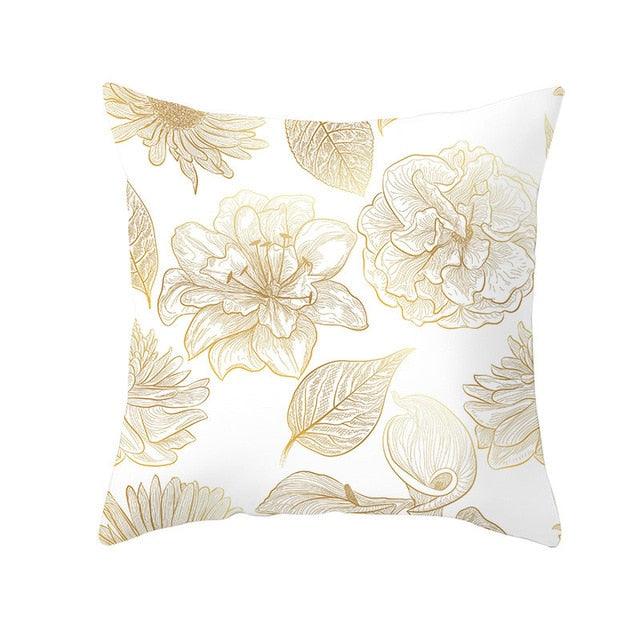 Golden Botanical Pillow Cover