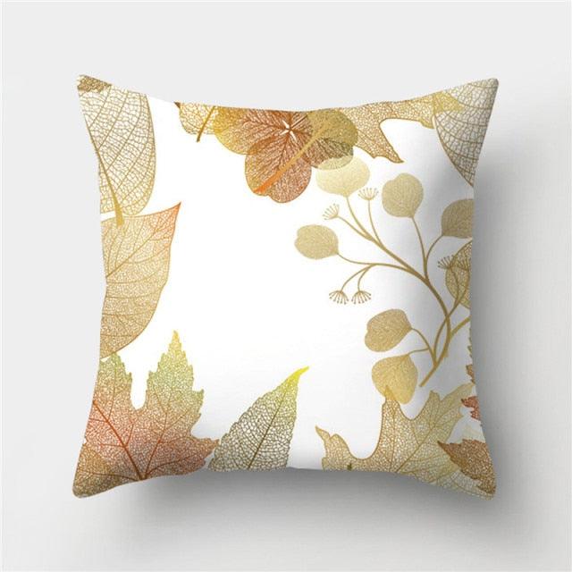 Golden Botanical Pillow Cover