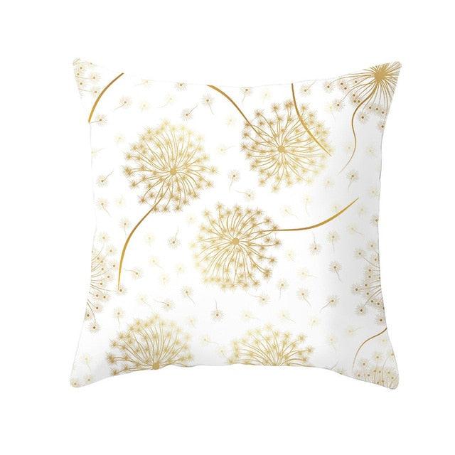 Golden Botanical Pillow Cover