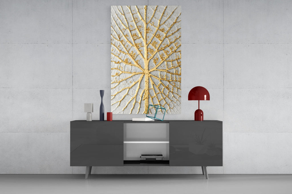 Gilded Leaf Glass Wall Art