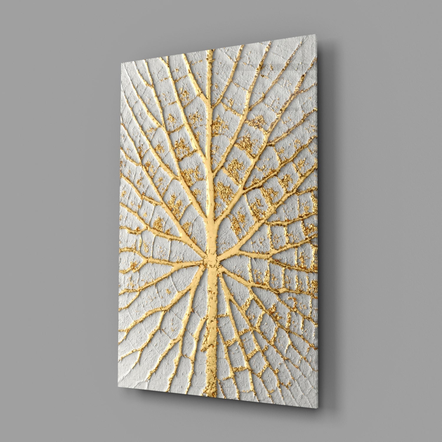 Gilded Leaf Glass Wall Art