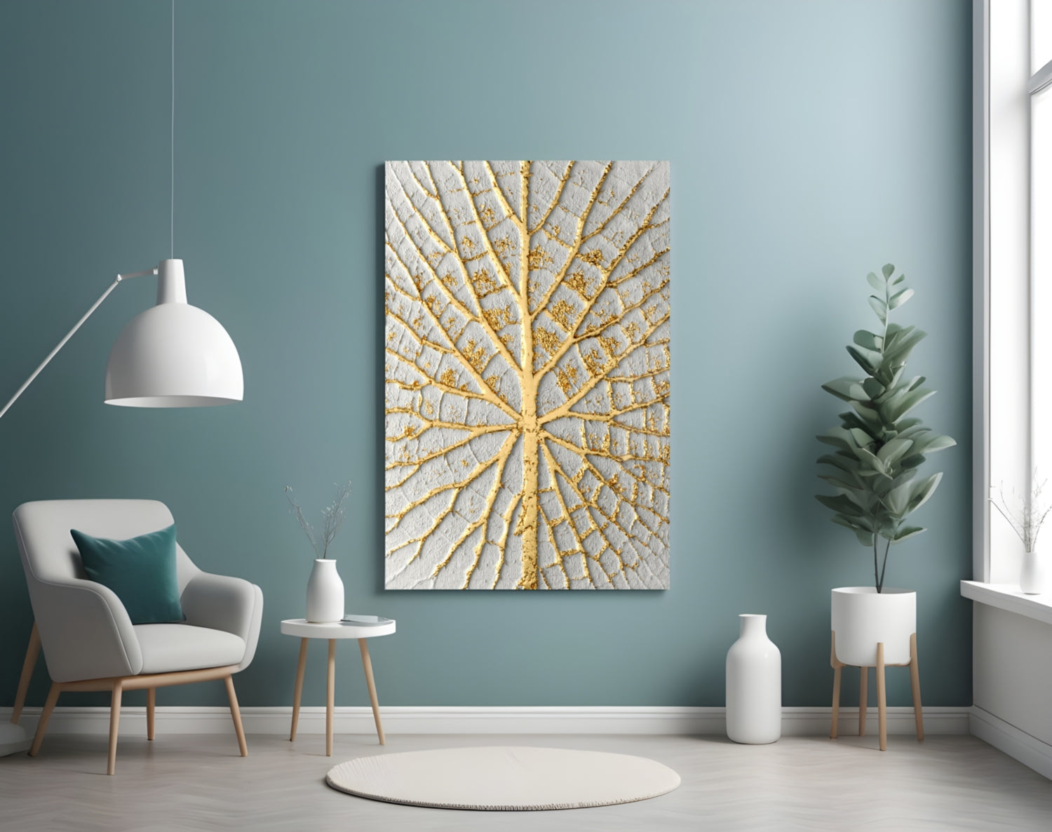 Gilded Leaf Glass Wall Art