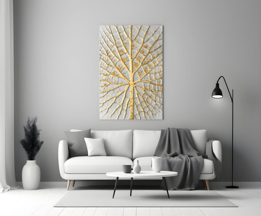 Gilded Leaf Glass Wall Art