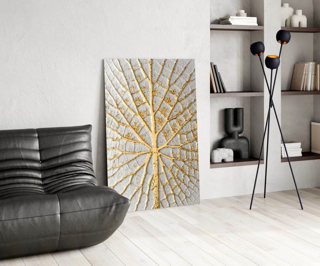 Gilded Leaf Glass Wall Art